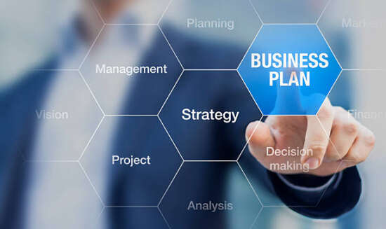 Consultant presenting business plan strategy for companies and investors