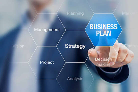 Consultant presenting business plan strategy for companies and investors